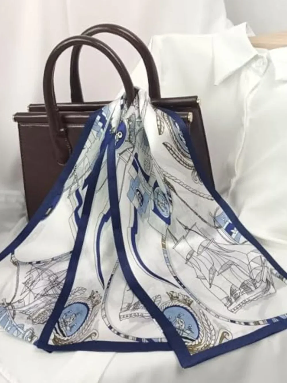 100% Silk Long Oblong Scarf Double Layer Headscarf Neck Wrap Shawl Hair Band